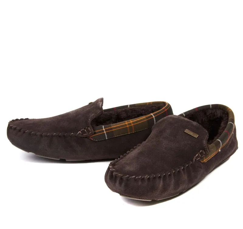 Barbour Monty Mens Slippers Brown Suede-3